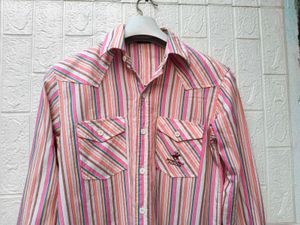 Korean Pintrest Pink Striped Western Shirt