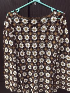 Handmade Crochet Brown &amp; White Top