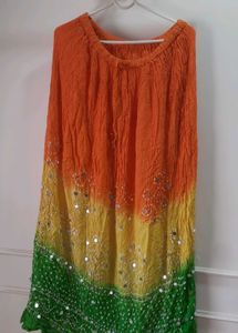 Unused Pure Bandhani Crush stretchable Skirt