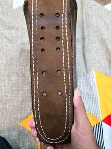 Durable Brown Leather Weightlifting Belt