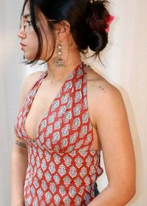 y2k terracotta tale reversible GEET halter top