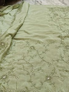 Elegant Embroidered Green Saree