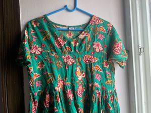Green Floral Print Kurta