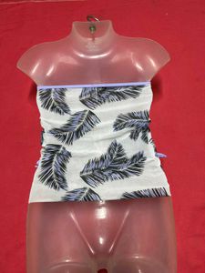 Leaf Print Strapless Tube Top