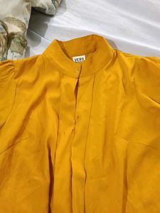 Mustard Yellow V-Neck Blouse
