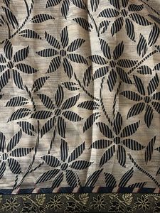 Floral Design Saree with attached Black blouse pie