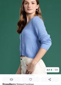 dressbery Blue Ribbed Cardigan