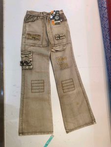 Vintage Y2K Olive Khaki Flared Cargo Pants