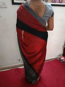 Elegant Red &amp; Black Saree with blouse