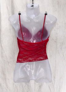 I. Red Lace Camisole Top