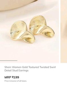 Shein Gold Textured Twisted Swirl Earrings