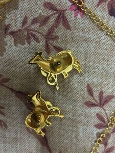 Gold-tone Nandi bell Necklace and Earring Set