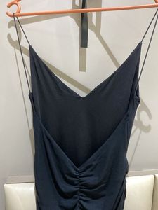 Black Ruched V-Neck Mini Dress