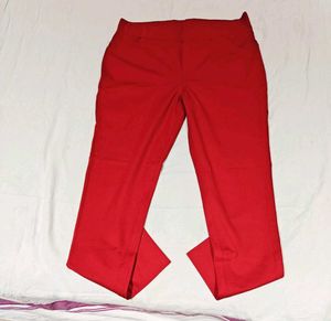 Vibrant Red Straight Leg Dress Pants