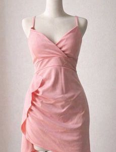 Blush Pink Wrap Mini Dress