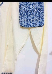 new Cream Kurta Set with Blue embroidery