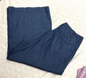 Blue denim high rise retro flare jeans