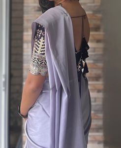 Elegant Lilac Saree with Embellished Blouse