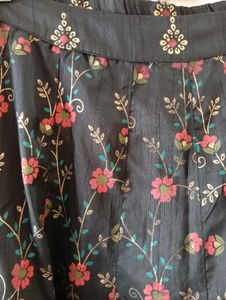 Global Desi Black Floral Ethnic Skirt