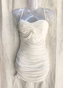 Chic White Ruched Mini Dress