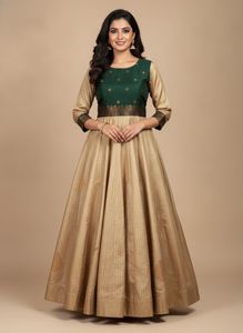 Elegant Green and Gold Ethnic Gown