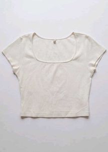 uniqlo Ribbed Square Neck Crop Top