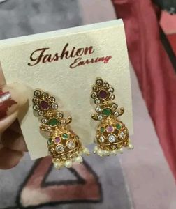 Indian Jhumka Earrings with Pearls zeronica