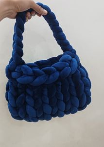 Authentic Chunky Knit Navy Blue Hobo Bag