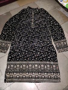 Embroidered Velvet Kurta Set