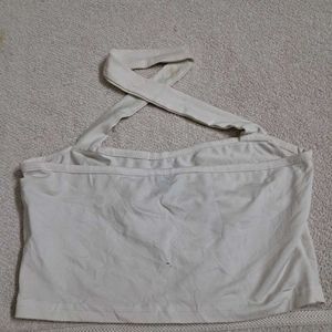 Shein White Halter Neck Crop Top