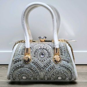 Sparkling White Embellished Clutch Bag