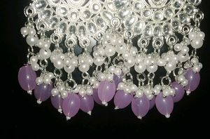 Stylish White &amp; Purple Dangle Earrings