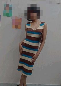 Striped Knit Midi Dress