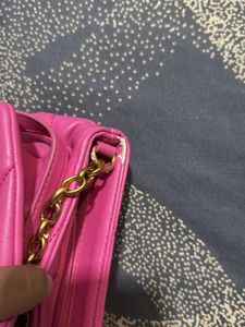 Pink Quilted Shoulder Bag