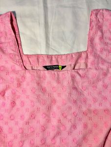 Pink Puff Sleeve Mini Embroidered Dress