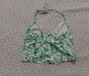 Floral Halter Neck Crop Top
