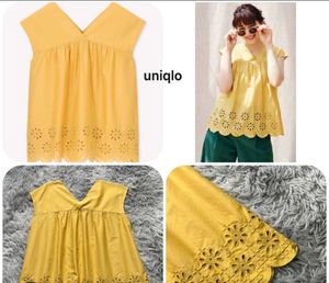 Uniqlo Yellow Eyelet Top