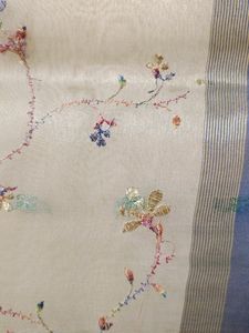 Beautiful New Chanderi Silk In Blue &amp; Off White| Embroidered