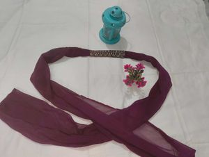 Purple Georgette Kurta Set With Dupatta