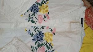 Embroidered White Cropped Top