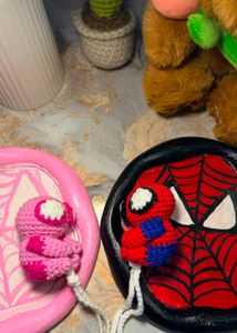 Handmade Crochet Spiderman keychain