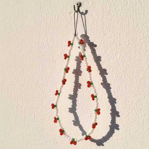 Cute Cherry Beaded Phone Strap