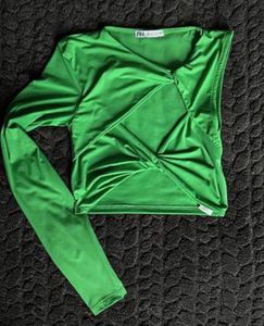 Bright Green Twist Front Crop Top