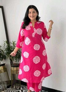 Chic Pink Floral Kurta Set