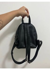 Chic Black Faux Leather Mini Backpack