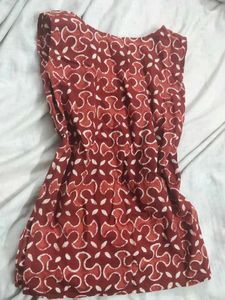 Maroon Printed Cotton Kurti