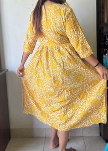 Yellow Floral Print Maxi Maternity Dress