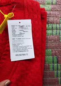 Red Button-Up Cardigan Sweater