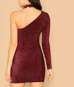Shein Maroon Glitter Dress With Choker