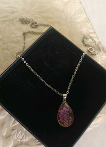 Dried Flower Resin Pendant Necklace